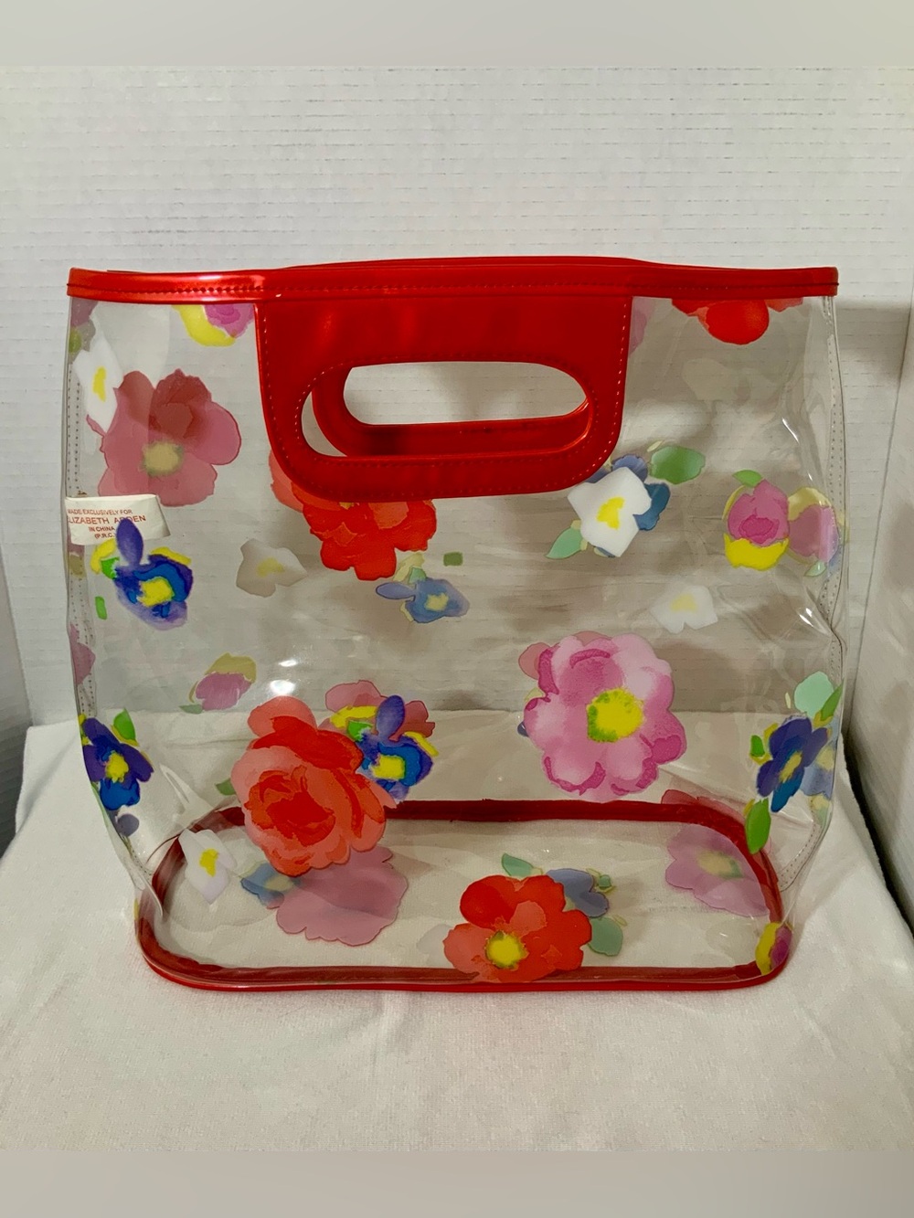 Elizabeth Arden Clear Floral Tote Bag Cosmetic Toiletries Travel Beach Pool Y2K